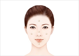 STEP1 - Pump the product 2~3 times onto your hand, then apply roughly equal amounts of the product across your face (cheeks → forehead → nose → chin).