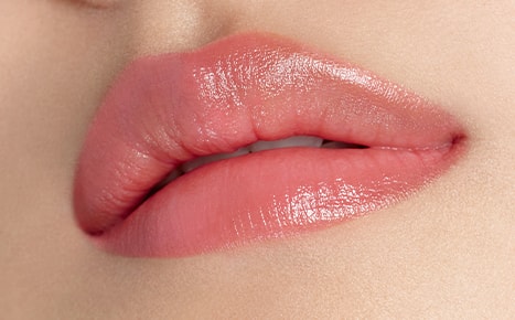 A model with Perfecting Lip Color NO. 999 ROSE applied once