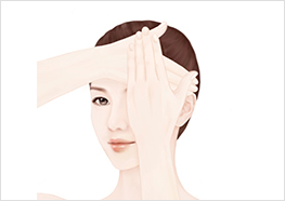 이마 부위 STEP2 – 가로 방향의 손이 끝나면 세로 방향의 손으로 바꿔줍니다.