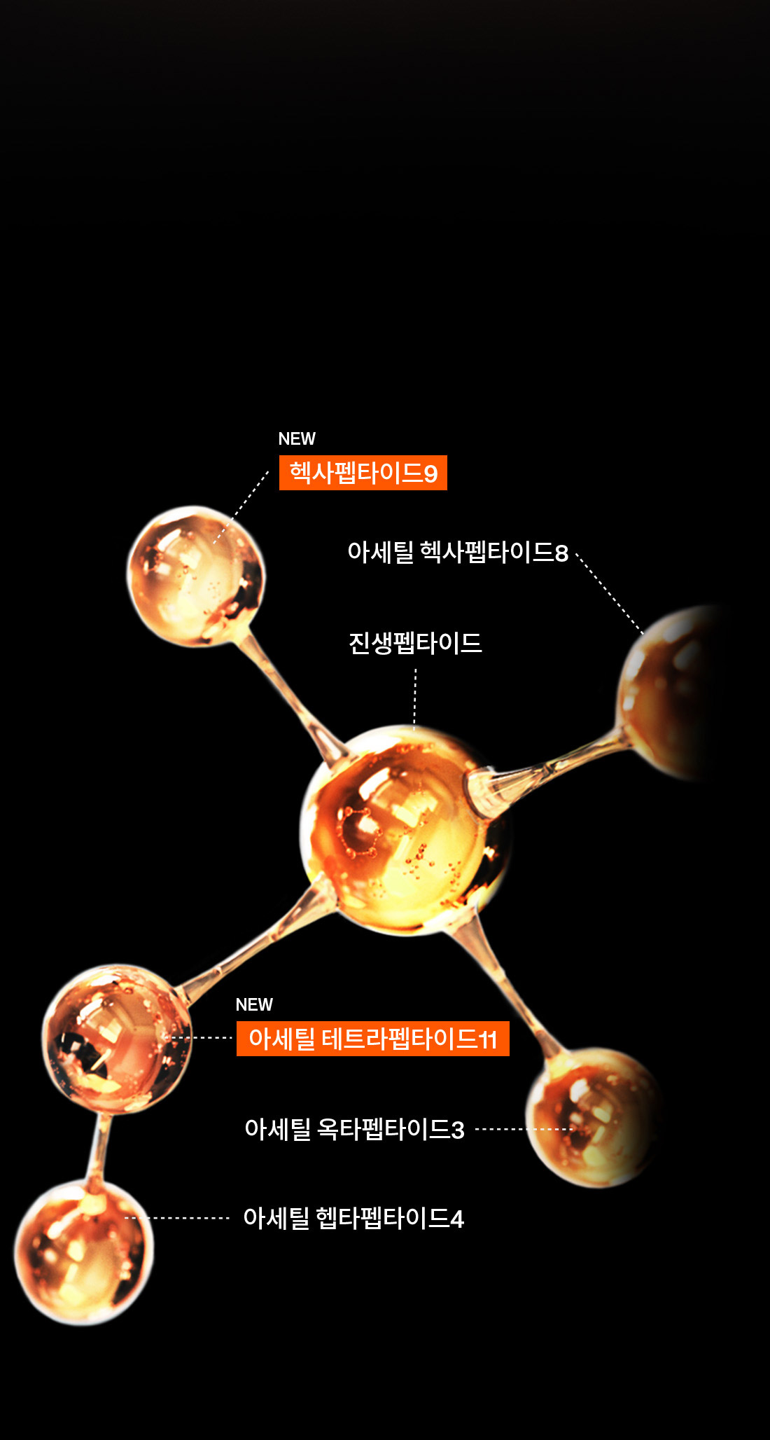 NEW 헥사펩타이드9 / 아세틸 헥사펩타이드8 / 진생펩타이드 / NEW 아세틸 테트라펩타이드11 / 아세틸 옥타펩타이드3 / 아세틸 헵타펩타이드4