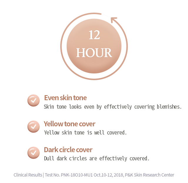12-hour lasting cover and brightening effect