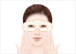 STEP3 - Gently press the Eye Mask from the inside (near your nose) to the outside of your face to ensure a secure fit.