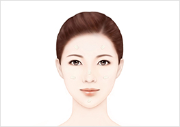 ขั้นตอนที่ 1 - ใช้สปาตูล่าที่มาพร้อมกับผลิตภัณฑ์ตักเนื้อครีม จากนั้นแต้มลงบนใบหน้าในปริมาณเท่าๆกัน
(แก้มทั้งสอง -> หน้าผาก -> จมูก -> คาง)