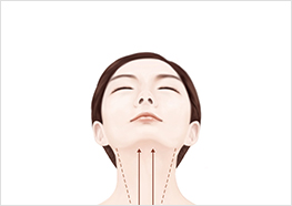 ขั้นตอนที่ 5 - เงยหน้าขึ้นจากนั้นนวดเบาๆบริเวณต้นคอลูบขึ้นจนถึงปลายคาง และลูบลงมายังไหปลาร้า